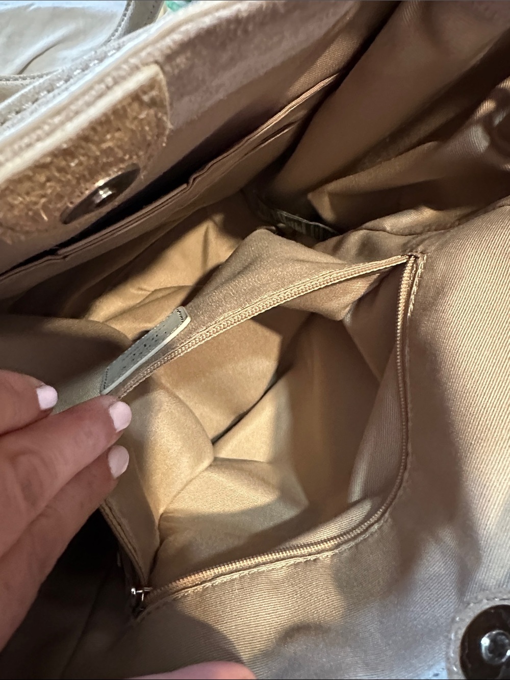 Ralph Lauren Suede Drawstring Tote Bag in Light Taupe (newish) - Picture 5 of 16